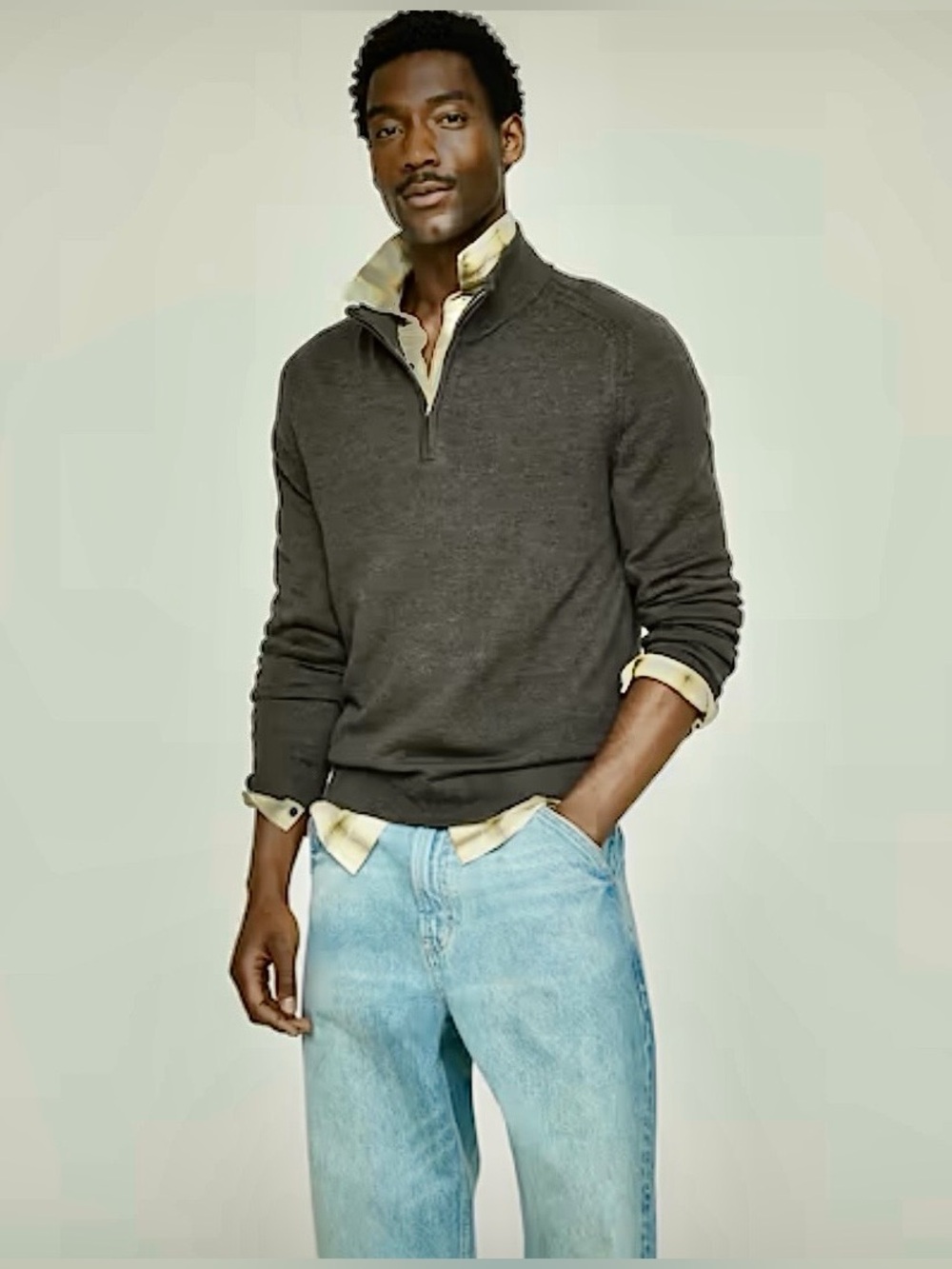 Banana Republic Olive Green Men's Quarter-Zip Sweater. XXL MSRP: $89 Casual.